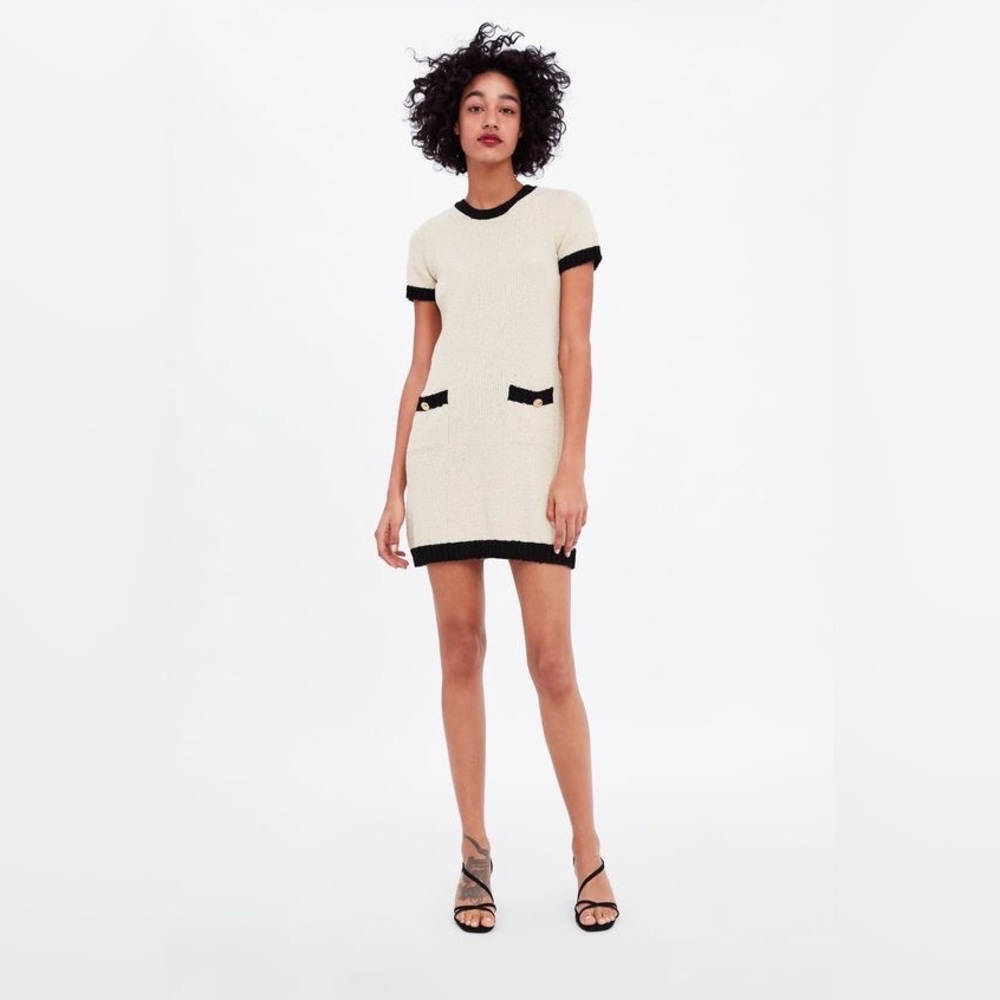 ZARA NWT DRESS WITH CONTRASTING PIPING